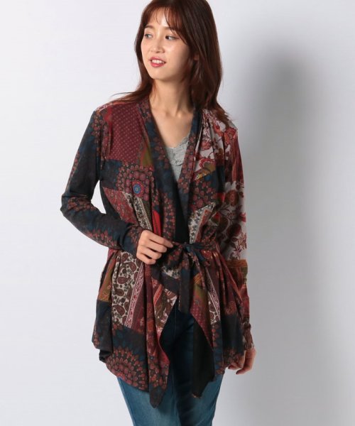 Desigual(デシグアル)/WOMAN KNIT JACKET LONG SLEEVE/レッド系