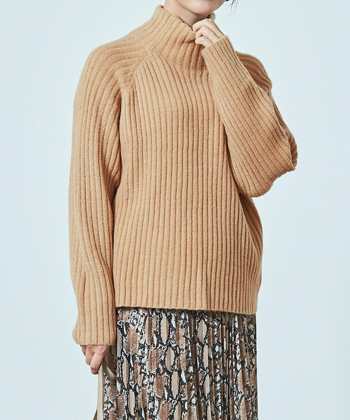 最前線の ベージュ プルオーバー ボトルネックニット カットソー 長袖 七分 Albinofoundation Org