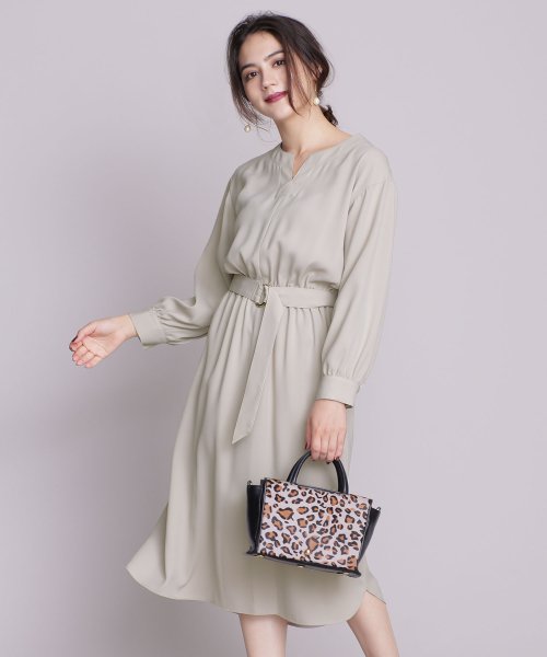 セール Aperi Nanofine キーネックベルト付きワンピース ナノ ユニバース Nano Universe Magaseek