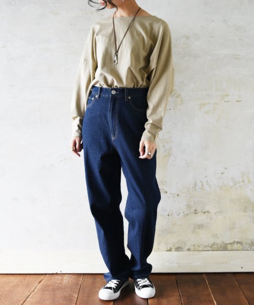 セール ハイウエストストレートデニムパンツ S M L Ll レディース 春夏秋冬 パンツ 綿 ユーズブルー ワンウォッシュ 10 5オンス デニム ハイウエスト アンドイット And It Magaseek