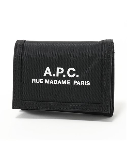 A.P.C.(アーペーセー)/PAACX－H63283 portefeullle recuperation ナイロン 三つ折り財布 ロゴ NOIR メンズ/ブラック