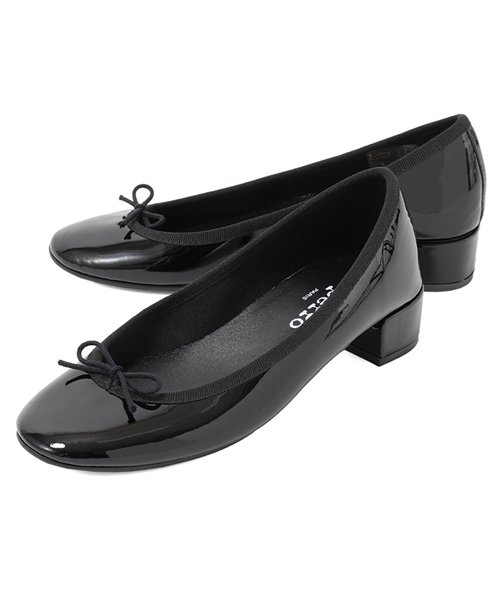 セール V080vlux Lou Derby パテントレザー ルーダービー バレエシューズ パンプス ミドルヒール ミティックゴムライン カラー410 Noir レペット Repetto Magaseek