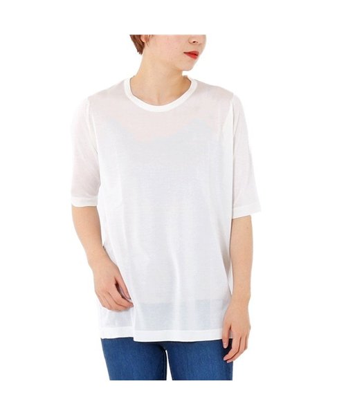 JOHN SMEDLEY(ジョンスメドレー)/KERSTIN SILK シルク クルーネック 丸首 五分袖 カットソー ニット ハイゲージ カラーWHITE レディース/WHITE