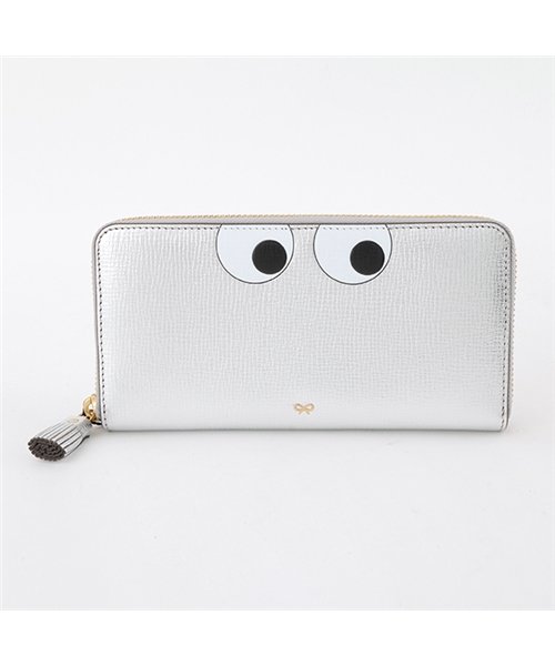 ANYA HINDMARCH(アニヤハインドマーチ)/925754 メタリックレザー ラウンドファスナー長財布 タッセル SilverMetallic レディース/Silver