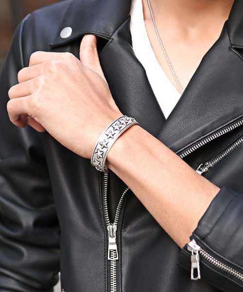 セール スターアンティークシルバーバングル バングル メンズ ブレスレット スター 星柄 星 アクセ ラグスタイル Luxstyle Magaseek