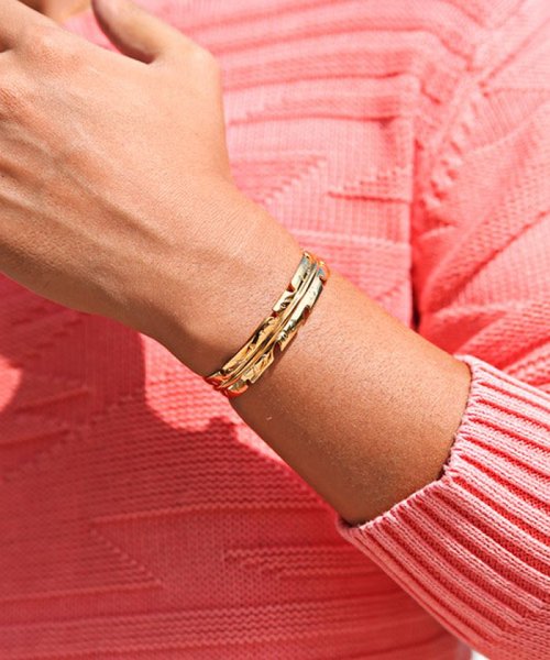 フェザーバングルブレスレット バングル メンズ ブレスレット フェザー シルバー ゴールド Bitter ビター系 ラグスタイル Luxstyle Magaseek