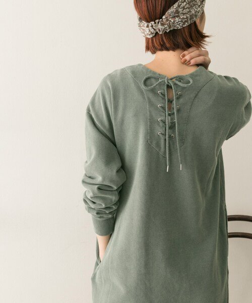 URBAN RESEARCH(アーバンリサーチ)/R JUBILEE　Back Laceup Sweat Dress/DGREEN