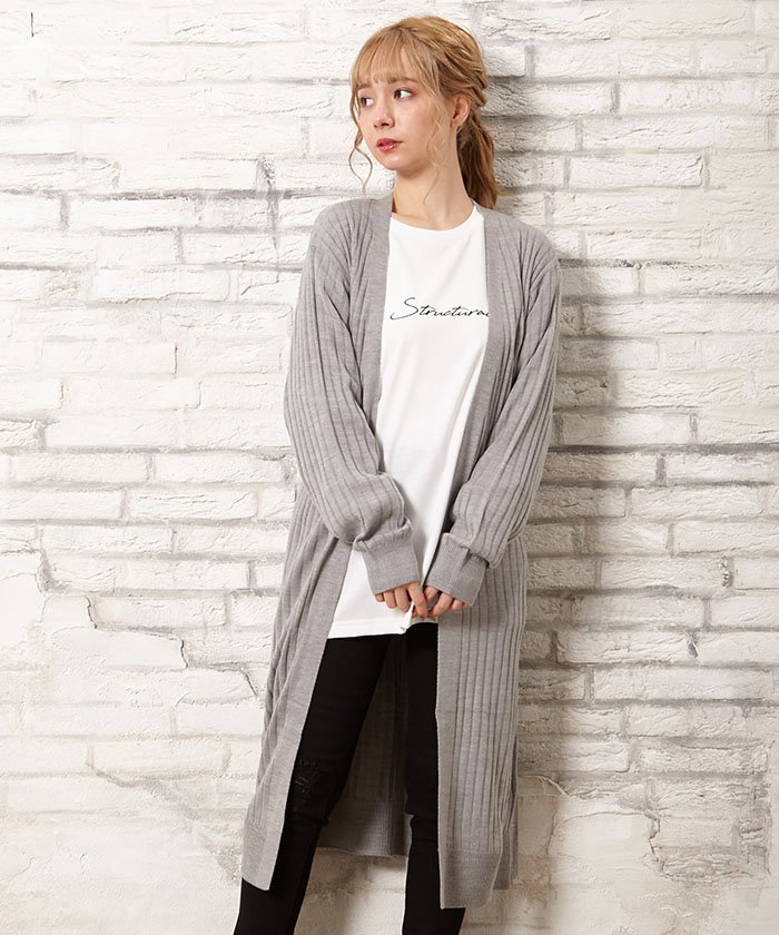 セール 12gリブサッシュ付ロングカーデ 502593807 イング Ingni