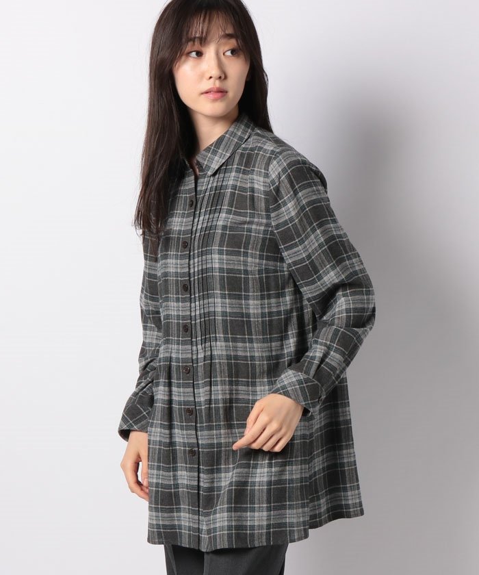 セール Texmoda ロング丈チェック柄ブラウス レリアン Leilian Magaseek