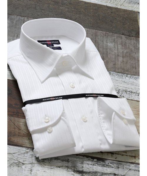 TAKA-Q(タカキュー)/形態安定80双レギュラーフィットセミワイドカラー長袖ビジネスドレスシャツワイシャツ/ホワイト