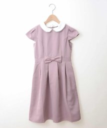 a.v.v(KID'S)(アー・ヴェ・ヴェキッズ)/[140－150]【結婚式・パーティードレス】レース襟付きグログランタックワンピース/ピンク