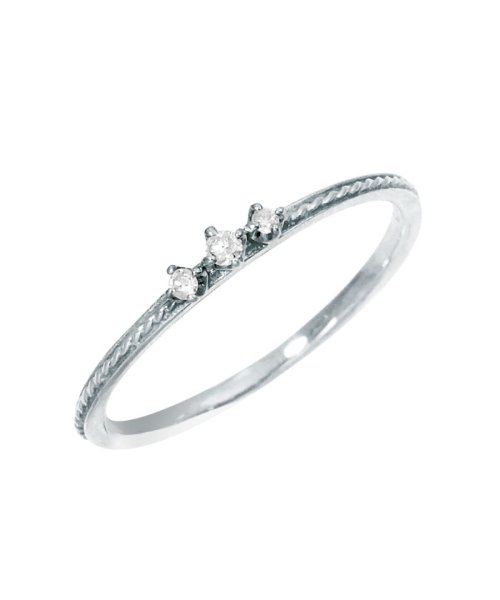 セール K10wg 天然ダイヤモンド 0 02ct 3石 ピンキーリング 1 ジュエリーセレクション Jewelry Selection Magaseek