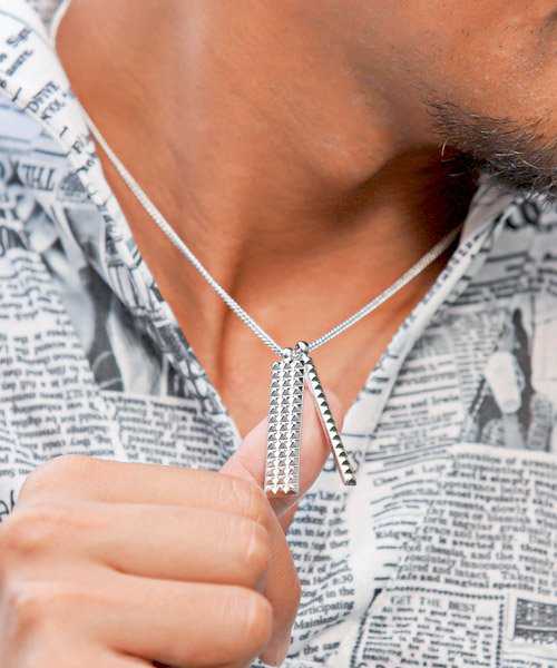 セール ピラミッドスタッズセパレートトップネックレス ネックレス メンズ アクセサリー スタッズ ピラミッドスタッズ シルバー ラグスタイル Luxstyle Magaseek