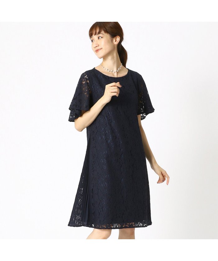 コムサイズム Comme Ca Ism 結婚式 二次会やパーティーにも オケージョン レースドレス ネイビー コムサイズム Comme Ca Ism Magaseek