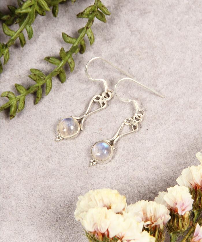 フランス買付】シルバー925 ホワイトラブラドライトピアス(502627859