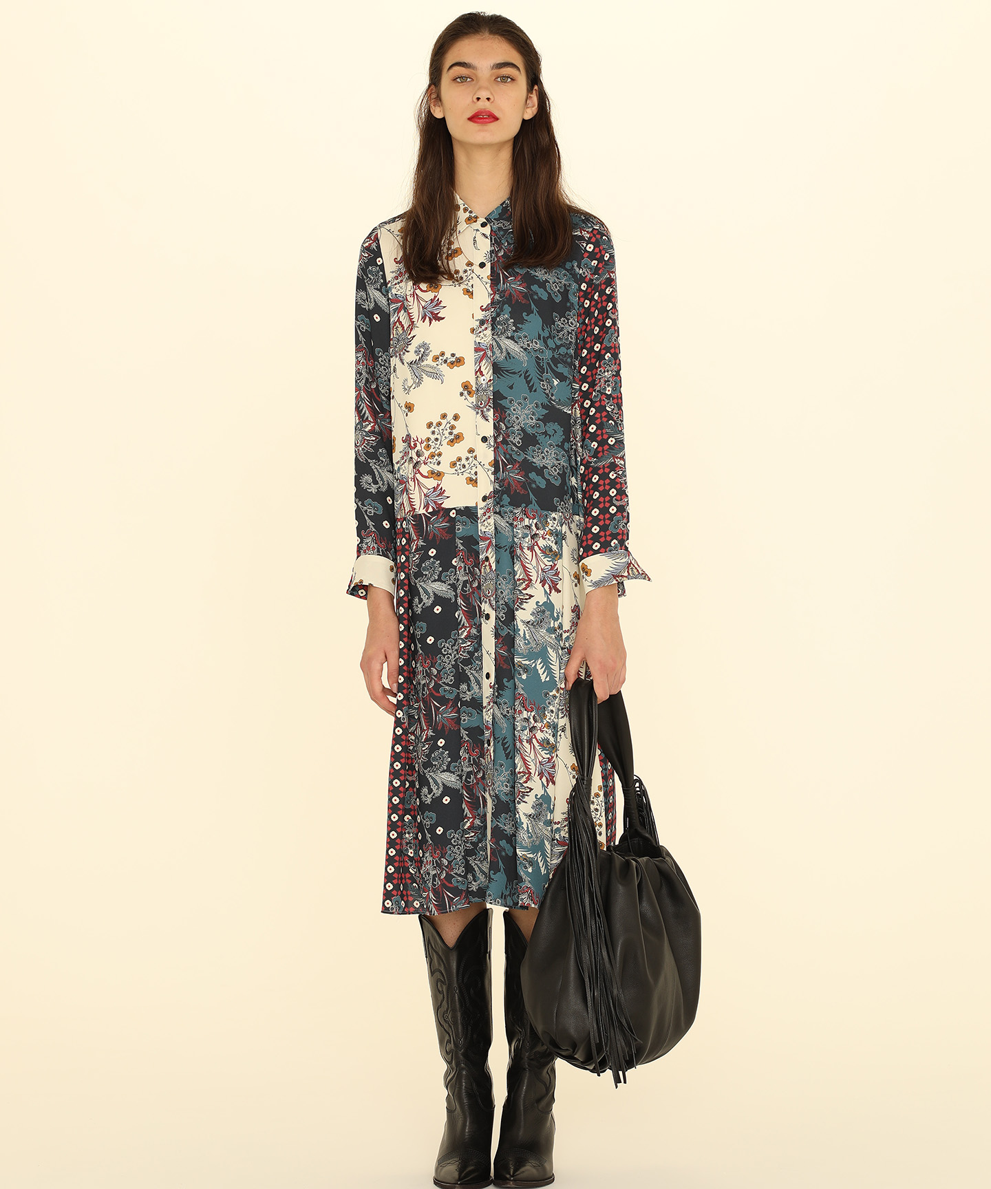 極美品✨】グレースコンチネンタル サラサミックスシャツワンピース 紫