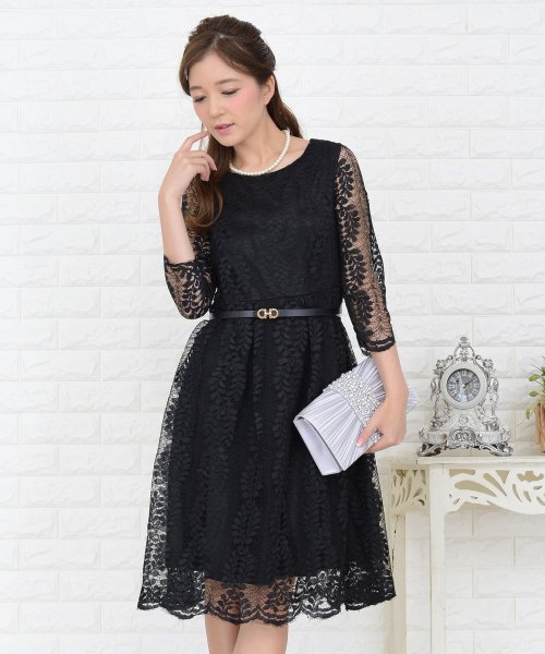 リーフモチーフ総レースaラインワンピース ドレス レースレディース Lace Ladies Magaseek