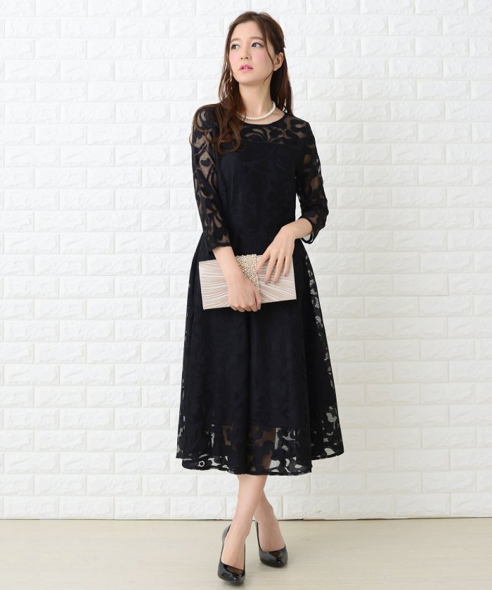 ミモレ丈総レースクラシックワンピース ドレス レースレディース Lace Ladies Magaseek