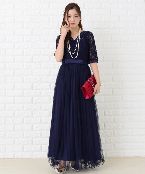 セール Aラインハイウエストチュールロングワンピース ドレス レースレディース Lace Ladies Magaseek
