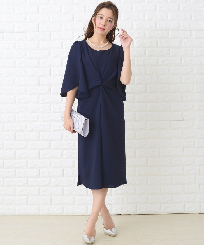 Iラインウエスト絞り五分袖膝丈ドレス ワンピース レースレディース Lace Ladies Magaseek