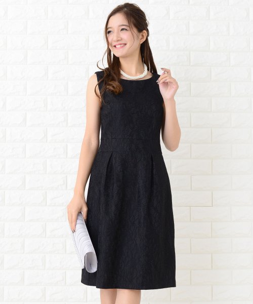 セール 花柄ジャガードウエスト切り替え膝丈ワンピース ドレス レースレディース Lace Ladies Magaseek
