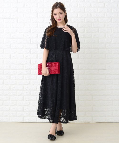 セール レースケープ風バックスリット入りワンピース ドレス レースレディース Lace Ladies Magaseek