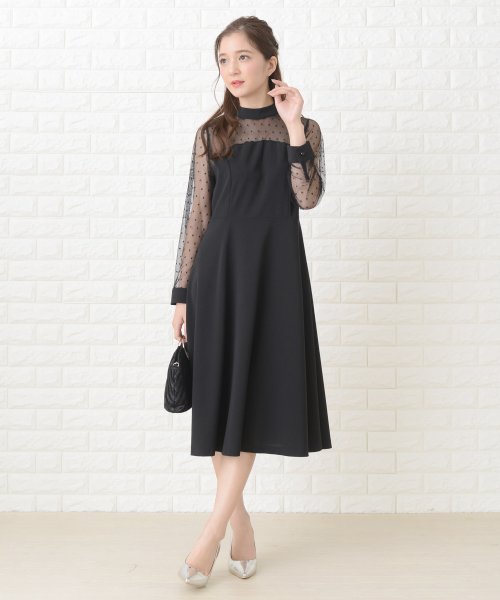 セール ドットレース胸元切替ワンピース ドレス レースレディース Lace Ladies Magaseek