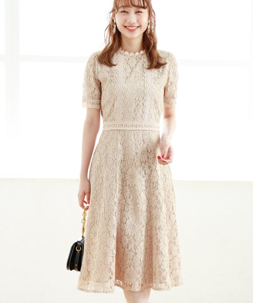 tocco closet luxe(トッコクローゼットリュクス)/フラワーレースワンピース/BEIGE