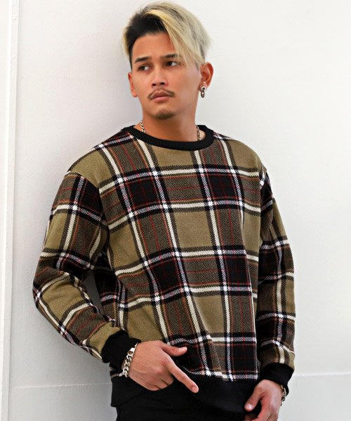 フリースクルーネックニット ニット メンズ フリース セーター 裏起毛 ラグスタイル Luxstyle Magaseek