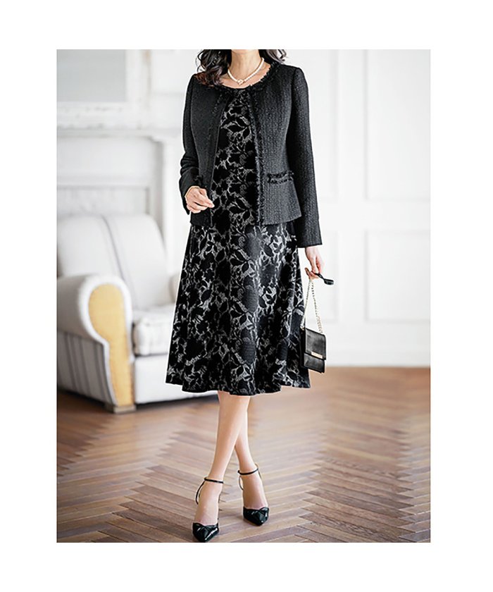 ベルーナ Belluna 花柄ジャカードワンピースアンサンブル クロケイ ベルーナ Belluna Magaseek