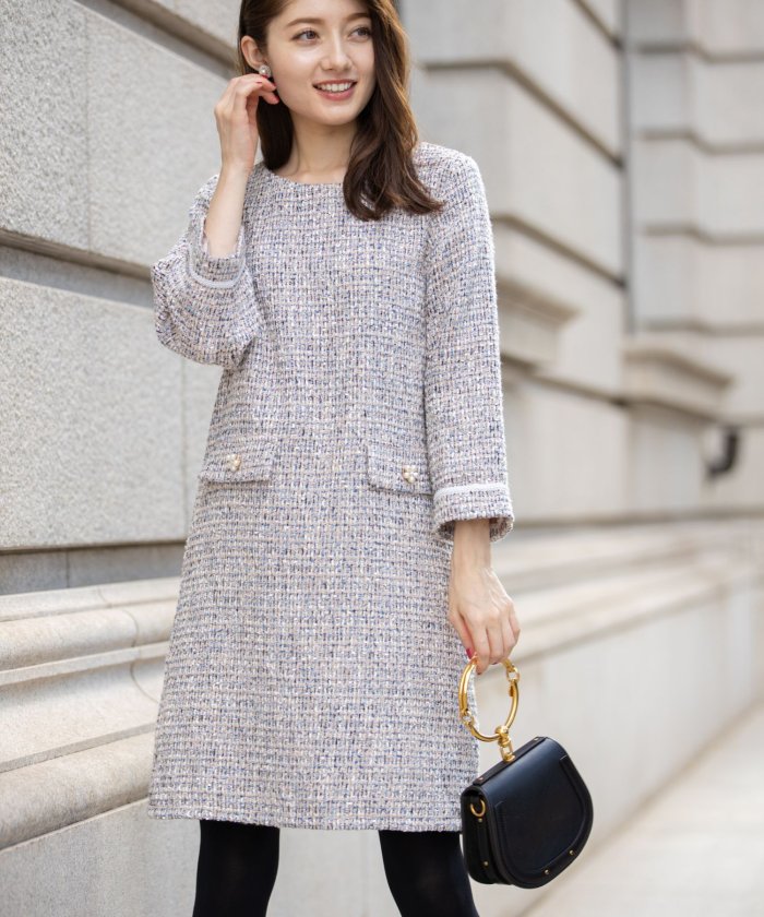 フラワーパール付きツイードワンピース トッコクローゼット Tocco Closet Magaseek
