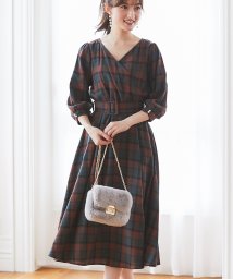 tocco closet(トッコクローゼット)/【美人百花9月号掲載】ベルト付きチェック柄カシュクールワンピース/GREEN