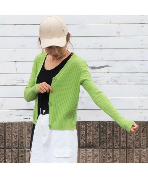セール Vネックカーディガン レディース 長袖 羽織り リブ編み ショートカーディガン 無地 ミニミニストア Miniministore Magaseek