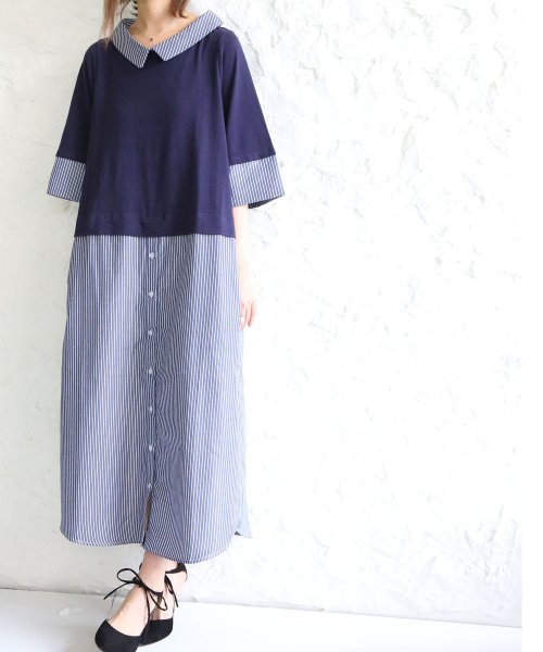 異素材ドッキングワンピース オシャレウォーカー Osharewalker Magaseek