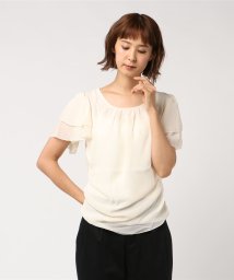 aimoha(aimoha（アイモハ）)/フレンチスリーブドレープシフォントップス/フレンチスリーブ/シフォン/シフォントップ/シフォントップス/トップス/ブラウス/タック/ドレープ/レディース/レディ/ピンク