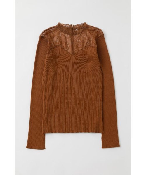 moussy(マウジー)/LACE KNIT COMBI トップス/L/BRN1