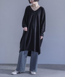 osharewalker(オシャレウォーカー)/『カシミヤタッチVネックニット』/ブラック