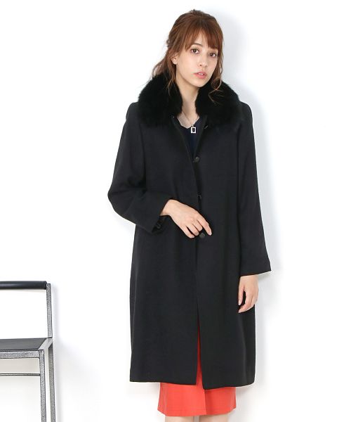 ◆上質 カシミヤ100 ロングコート【L】日本製 シンプル 羽織 防寒 アウター