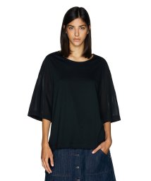 BENETTON (women)(ベネトン（レディース）)/配色ロールアップスリーブオーバーサイズTシャツ・カットソー/ブラック