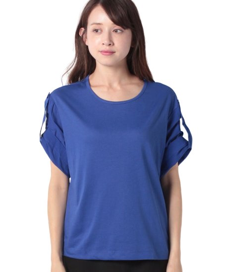 BENETTON (women)(ベネトン（レディース）)/配色ロールアップスリーブオーバーサイズTシャツ・カットソー/ブルー