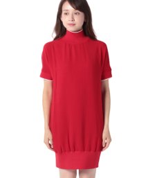 BENETTON (women)(ベネトン（レディース）)/ハイネックリブカラーハーフスリーブワンピース/レッド