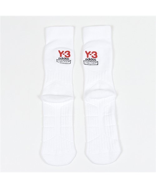 Y-3(ワイスリー)/adidas アディダス YOHJI YAMAMOTO FH9274 LOGO SOCK リブ ハイソックス 靴下 ロゴ刺繍 WHITE メンズ/WHITE