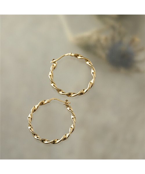 LOUISE DAMAS(ルイーズダマス)/LD ESM 3 Esmeralda エスメラルダ Large twisted hoop earrings ピアス フープ ゴールド レディース/ゴールド