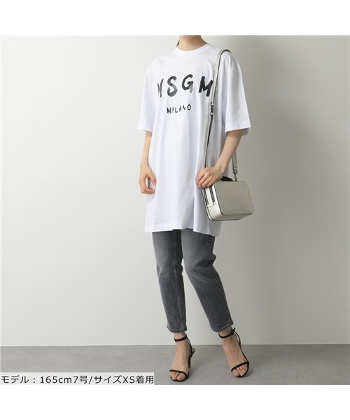 MSGM(MSGM)/MDA168 MDA68 DRESS ペイントロゴ オーバーサイズ Tシャツ チュニック ワンピース カラー2色 レディース/WHITE