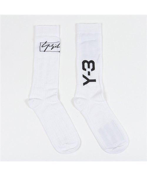 Y-3(ワイスリー)/adidas アディダス YOHJI YAMAMOTO FI6755 NYL SOCK リブ ハイソックス 靴下 ロゴ WHITE メンズ/WHITE