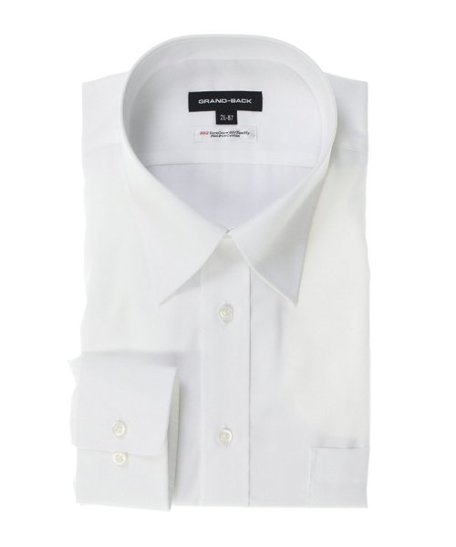 GRAND-BACK(グランバック)/【大きいサイズ】グランバック/GRAND－BACK　綿100%形態安定レギュラーカラー長袖ビジネスドレスシャツワイシャツ 白無地/ホワイト