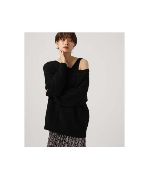 AZUL by moussy(アズールバイマウジー)/【11/4　ヒルナンデス！紹介】2WAY KNIT SET TOPS/BLK