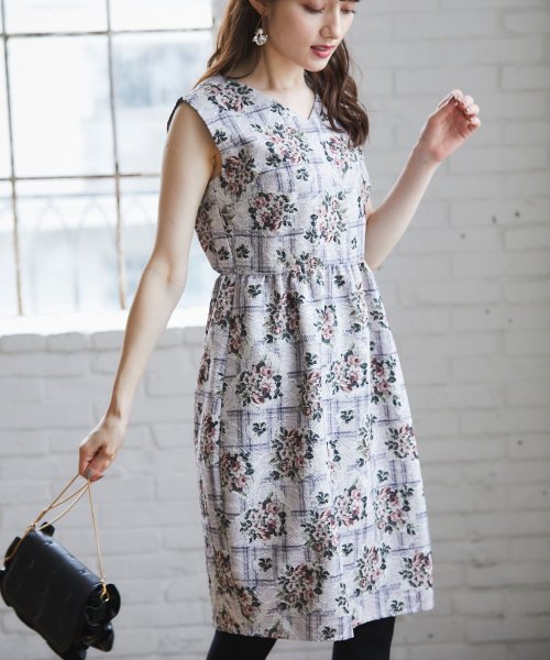 美人百花11月号掲載 フラワーチェックプリントレースノースリーブワンピース トッコクローゼット Tocco Closet Magaseek