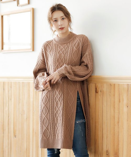 セール モックネックスリットケーブル ロングニットワンピース イング Ingni Magaseek