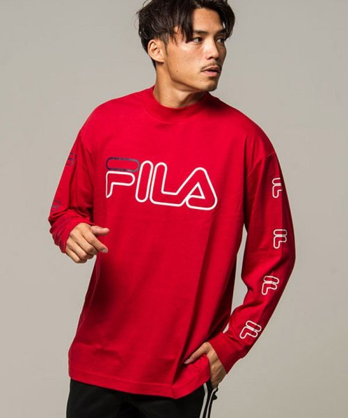 FILA(フィラ)/FILA【フィラ】袖プリントクルーネック長袖Tシャツ/レッド